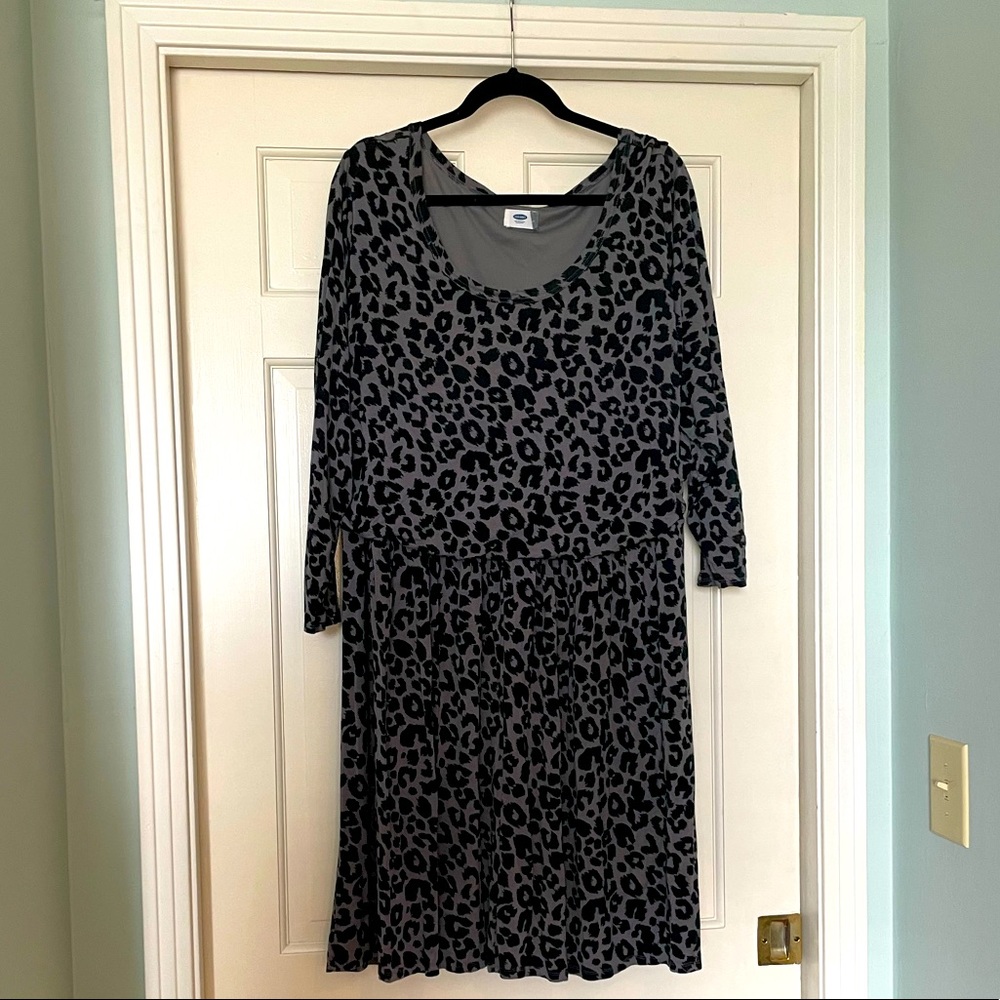 Old navy 3x grey black leopard print dress
